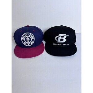 GOLD'S GYM & BODYBUILDING Hat LOT of 2 Snapback Vintage Gear Weightlifting Caps